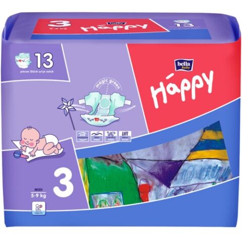 Happy 3 Scutece Midi 5-9 kg, Scutece, 13 buc-0 Happy 3 Scutece Midi 5-9 kg, Scutece, 13 buc-0