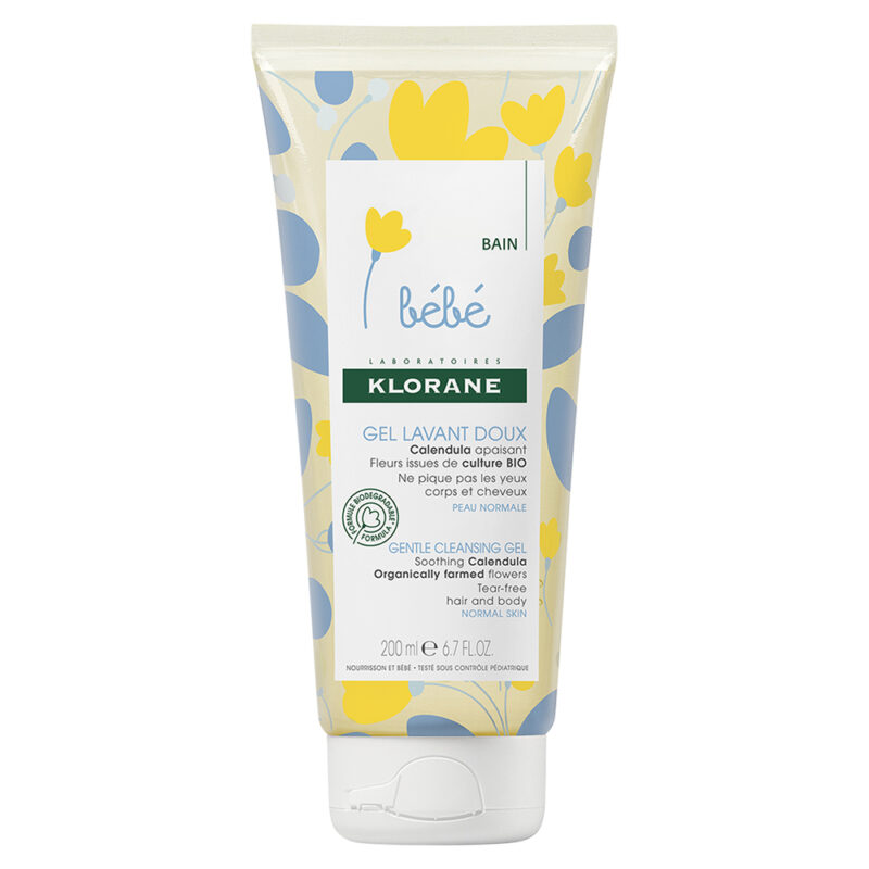 Klorane Bebe Gel de Dus Spumant cu Extract de Galbenele pentru Corp si Par, Gel de Dus, 200 ml-0
