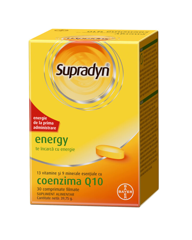 Supradyn Energy Multivitamine, 30 Comprimate filmate - Complex de Vitamina B - Coenzima Q10 - 13 Vitamine -0