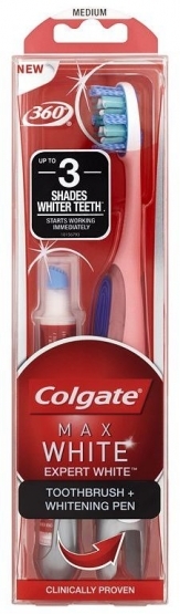 Colgate Max White Expert White Periuta De Dinti + Creion De Albire Incorporat, 1 buc -0