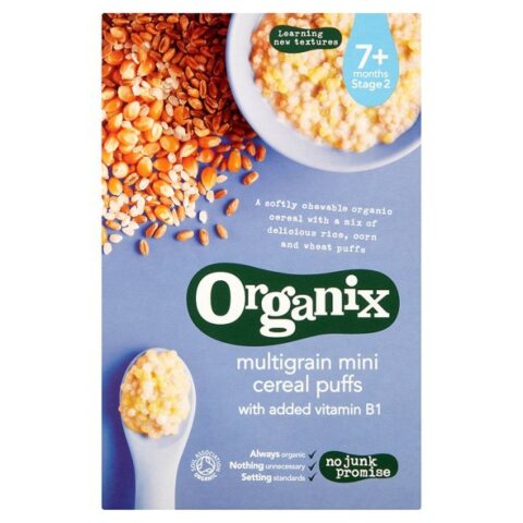 Organix Multicereale Ecologice 7+ Luni Mini Pufs Cu Adaos De Vitamina B1, Cereale, 90gr-0 Organix Multicereale Ecologice 7+ Luni Mini Pufs Cu Adaos De Vitamina B1, Cereale, 90gr-0