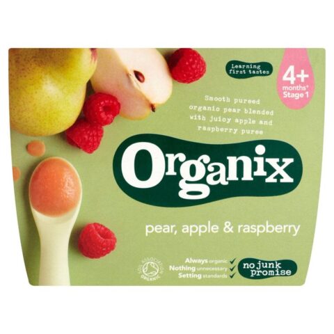 Organix Piure Pere & Zmeura 4+ Luni, Piure, 4x100gr-0 Organix Piure Pere & Zmeura 4+ Luni, Piure, 4x100gr-0