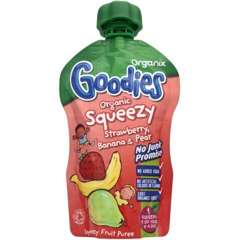 Organix Goodies Squeezy Piure De Capsuni, Pere Si Banane 12+ Luni, Piure,100gr-0 Organix Goodies Squeezy Piure De Capsuni, Pere Si Banane 12+ Luni, Piure,100gr-0