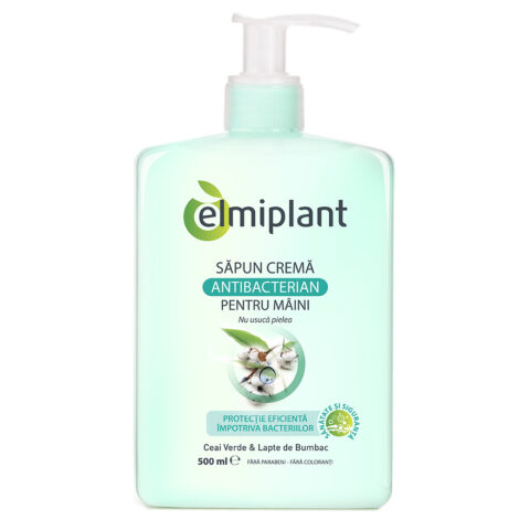 Elmiplant Sapun Antibacterian Cu Ceai Verde & Lapte De Bumbac, Sapun, 500ml-0 Elmiplant Sapun Antibacterian Cu Ceai Verde & Lapte De Bumbac, Sapun, 500ml-0