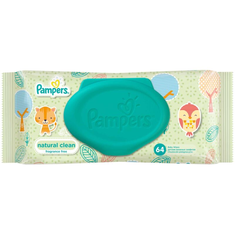 Pampers Servetele Umede Natural Clean Single, Servetele Umede, 64 buc-0