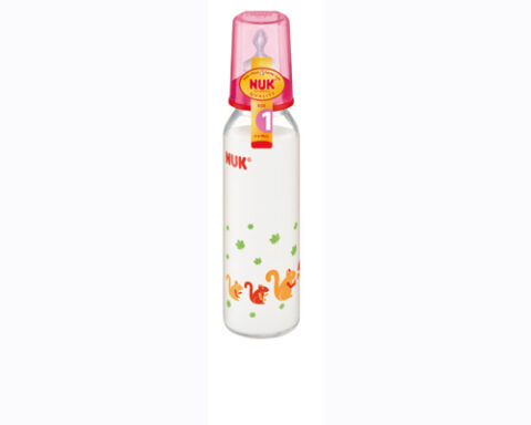 NUK Biberon Din Sticla 250 ml + Tetina Silicon Lapte, Marimea 1 (0-6 Luni), Biberon, 250ml-0