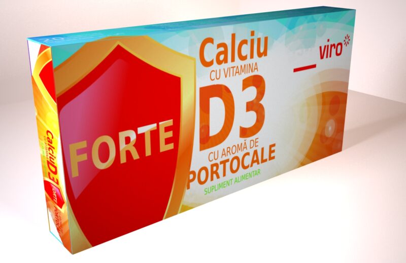 SunViro Calciu Forte Cu Vitamina D3 Comprimate Cu Aroma De Portocale, Comprimate Masticabile, 20buc -0