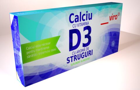 SunViro Calciu Cu Vitamina D3 Comprimate Cu Aroma De Struguri, Comprimate Masticabile, 20buc -0