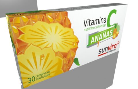 SunViro Vitamina C Cu Aroma De Ananas Comprimate, Comprimate, 30 buc -0