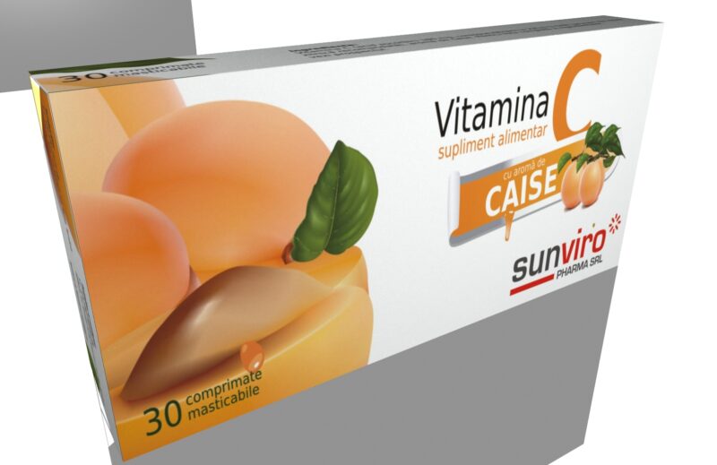 SunViro Vitamina C Cu Aroma De Caise Comprimate, Comprimate, 30 buc -0