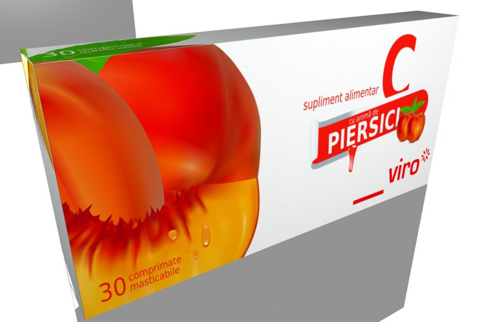 SunViro Vitamina C Cu Aroma De Piersici Comprimate, Comprimate, 30 buc -0