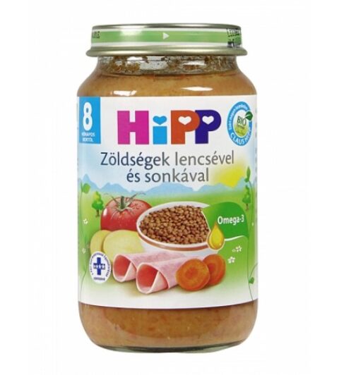 Hipp Legume, Sunca si Linte Cu Omega 3 de la 8 Luni, Piure, 220g-0 Hipp Legume, Sunca si Linte Cu Omega 3 de la 8 Luni, Piure, 220g-0