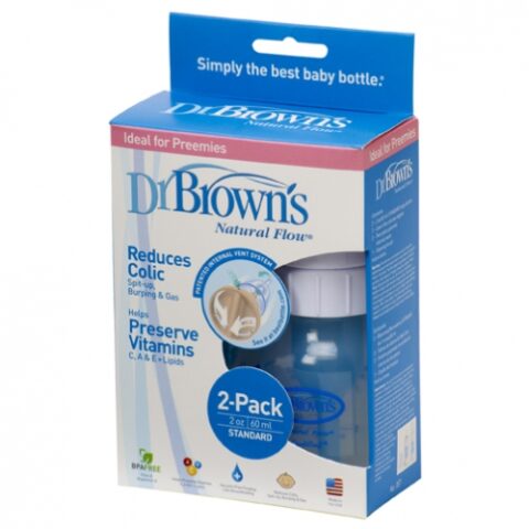 Dr.Brown’s Pachet Biberoane Standard Polipropilena 60 ml, Cu Tetina Pentru Prematuri BPA Free, 2Buc-0 Dr.Brown's Pachet Biberoane Standard Polipropilena 60 ml, Cu Tetina Pentru Prematuri BPA Free, 2Buc-0
