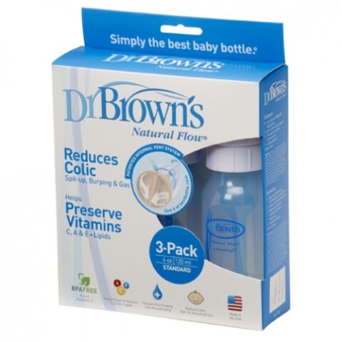 Dr.Brown’s Pachet Biberoane Standard Polipropilena 120 ml, BPA Free, 3Buc-0 Dr.Brown's Pachet Biberoane Standard Polipropilena 120 ml, BPA Free, 3Buc-0
