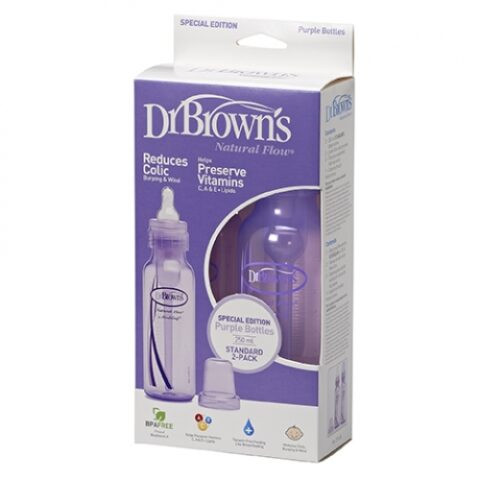 Dr.Brown’s Pachet Biberoane Standard Polipropilena (Violet) 240 ml, BPA Free, 2Buc-0 Dr.Brown's Pachet Biberoane Standard Polipropilena (Violet) 240 ml, BPA Free, 2Buc-0