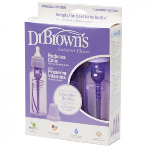 Dr.Brown’s Pachet Biberoane Standard Polipropilena (Violet) 240 ml, BPA Free, 3Buc-0 Dr.Brown's Pachet Biberoane Standard Polipropilena (Violet) 240 ml, BPA Free, 3Buc-0