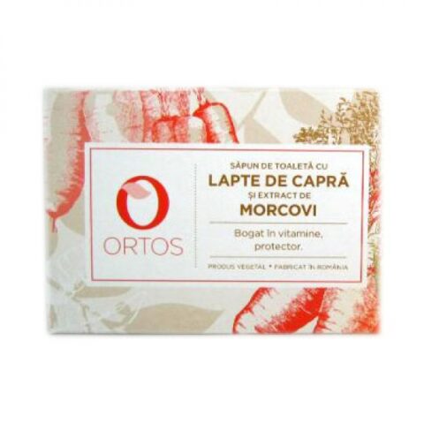 Ortos Sapun De Toaleta Cu Lapte De Capra si Morcovi, Sapun, 100gr -0 Ortos Sapun De Toaleta Cu Lapte De Capra si Morcovi, Sapun, 100gr -0