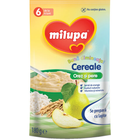 MILUPA Cereale Buna Dimineata Orez si Pere 6+Luni, Cereale, 180g-0 MILUPA Cereale Buna Dimineata Orez si Pere 6+Luni, Cereale, 180g-0