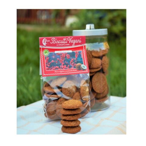Hiper Ambrozia Biscuiti Vegani cu Merisor si Cocos, Biscuiti, 150g-0 Hiper Ambrozia Biscuiti Vegani cu Merisor si Cocos, Biscuiti, 150g-0