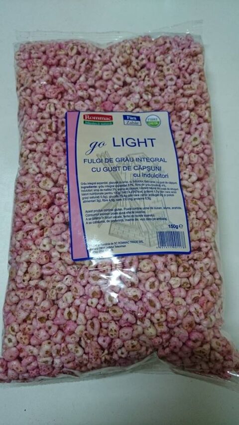 Rommac Fulgi de Grau Integral cu Capsuni Fara Zahar, Punga, 150g-0