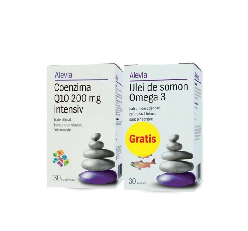 Pachet Alevia Coenzima Q10 200mg Intensiv 30 Comprimate+ Ulei De Somon Omega 3 Comprimate, 30buc CADOU -0