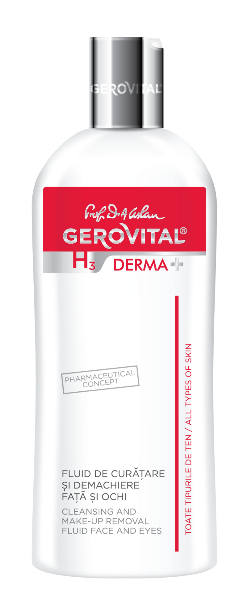 Gerovital H3 Derma+ Fluid de Curatare si Demachiere Fata si Ochi, Fluid, 200ml-0