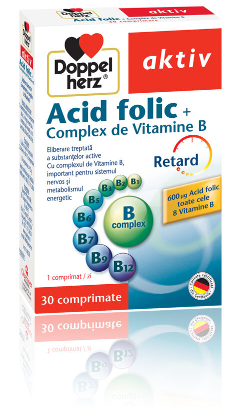 Doppelherz Aktiv Acid Folic + Complex de Vitamine B, Comprimate, 30buc-0