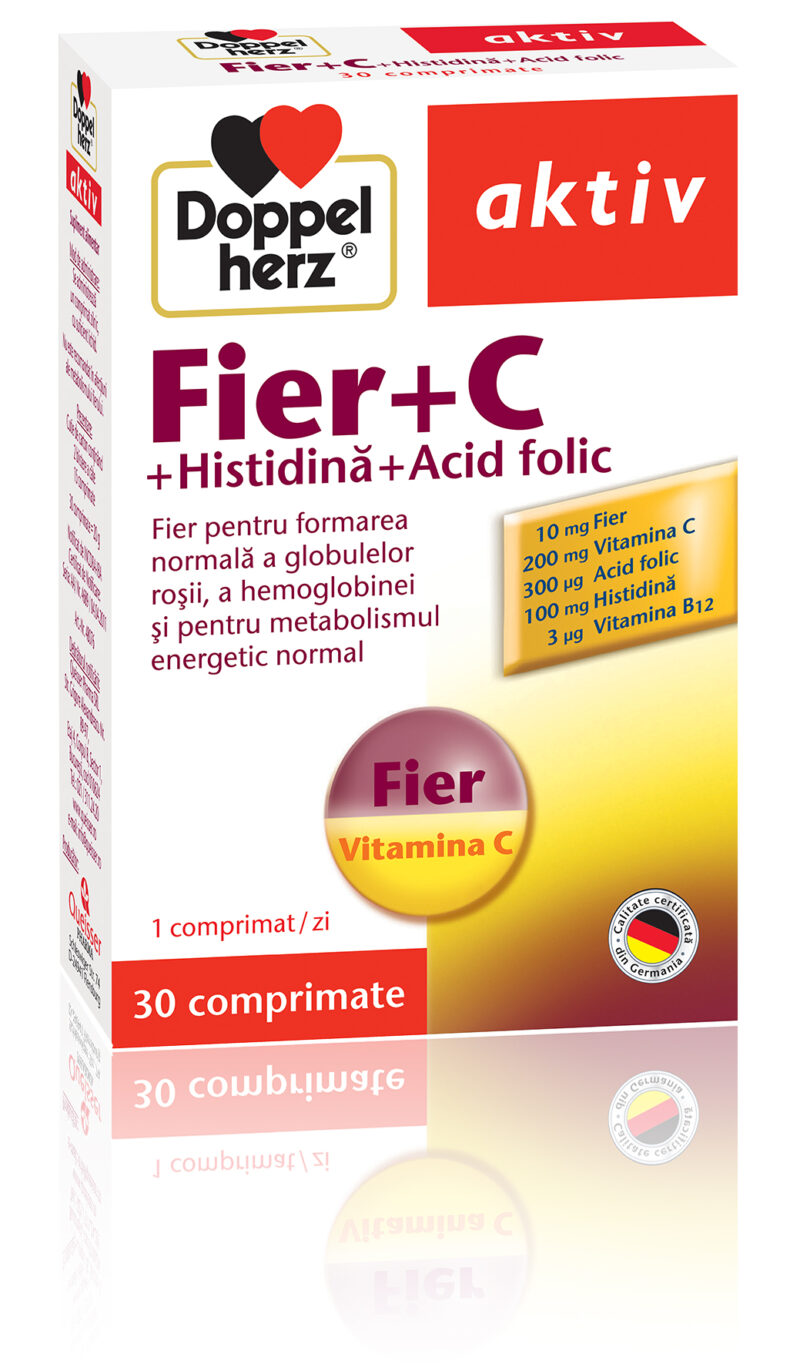 Doppelherz Aktiv Fier + C + Histidina + Acid Folic, Comprimate, 30buc-0