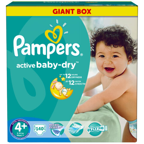 Pampers 4+ Active Baby 7-16kg, Scutece, 140buc-0