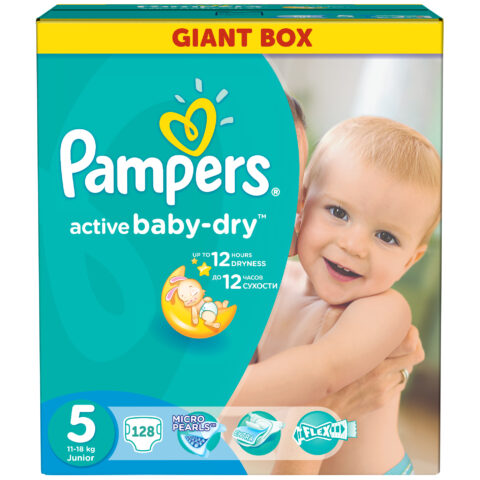 Pampers 5 Active Baby 11-18 kg, Scutece, 128 buc-0 Pampers 5 Active Baby 11-18 kg, Scutece, 128 buc-0