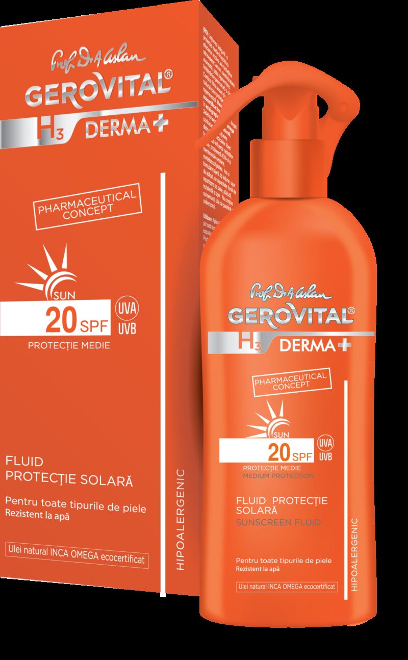 Gerovital H3 Derma+ Sun Fluid de Protectie Solara SPF 20, Fluid, 150ml-0