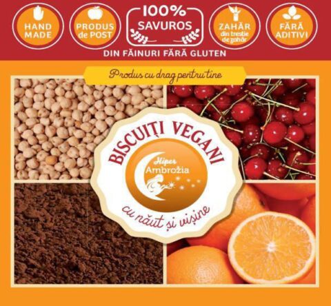 Hiper Ambrozia Biscuiti Vegani cu Naut si Coacaze Fara Gluten Adaugat, Biscuiti, 150g-0