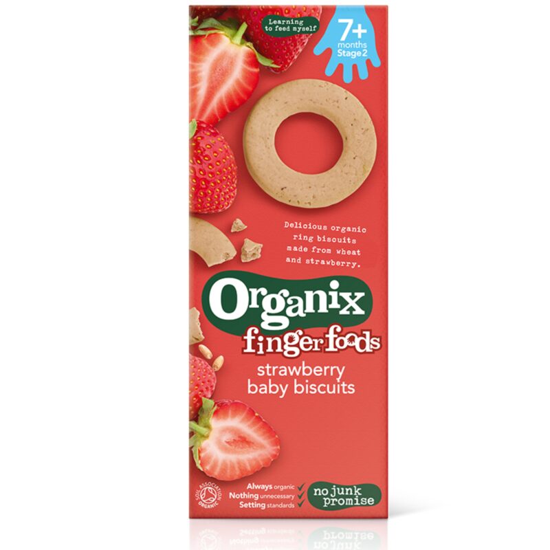 Organix Finger Foods Biscuiti ECO cu Capsuni 7+ Luni, Biscuiti, 54g-0