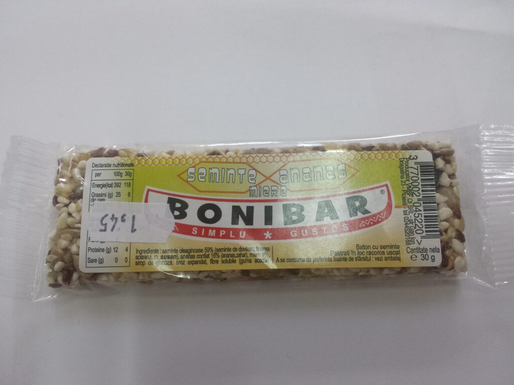 Bonibar Baton cu Seminte si Ananas, Baton 30 gr -0