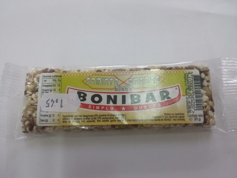 Bonibar Baton cu Seminte si Ananas, Baton 30 gr -0