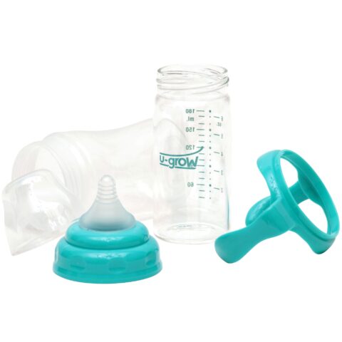 U-Grow Biberon din Sticla 120ml Gat Larg cu Maner PP, Biberon, 1buc-0