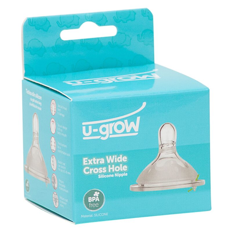 U-Grow Tetina Silicon Gat Extra Larg si Orificiu in Cruce, Tetina, 1buc-0