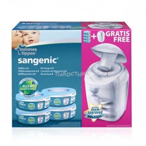 Tommee Tippee Pachet 4 Rezerve Sangenic + Cos Hygiene Plus CADOU-0