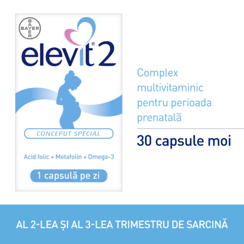 Elevit 2 Multivitamine pentru Sarcina – Trimestrul 2 si 3 de sarcina – 30 capsule-0