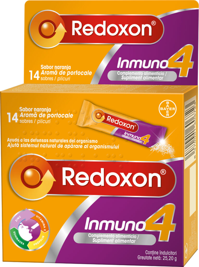 Redoxon Inmuno 4, Vitamina C, Echinacea, Zinc si Propolis, 14 plicuri cu granule orodispersabile-0