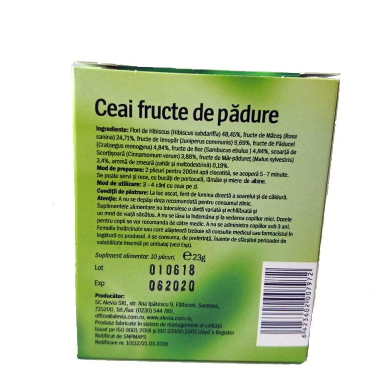 Alevia Ceai Fructe De Padure Plicuri 14gr , Ceai, 10buc-47477