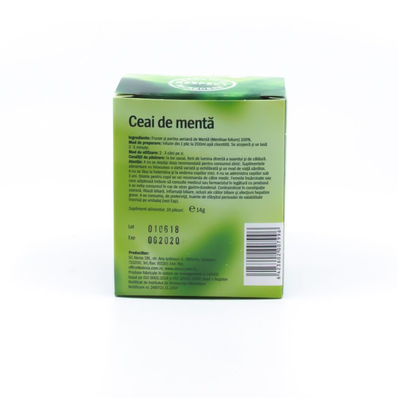 Alevia Ceai Menta Plicuri 14gr , Ceai, 10buc-47467